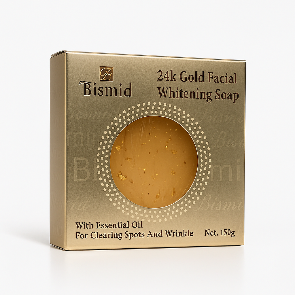 Bismid 24k Gold Whitening Facial Soap – Dark Spot Correcting Glow Bar (150g) - Image 2