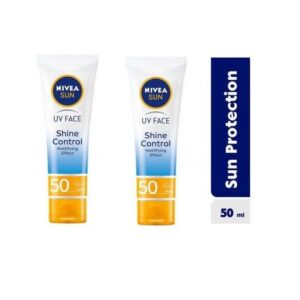 NIVEA Sun UV Sunscreen Face Shine Control Cream SPF 50 - 50ml (Pack of 2)