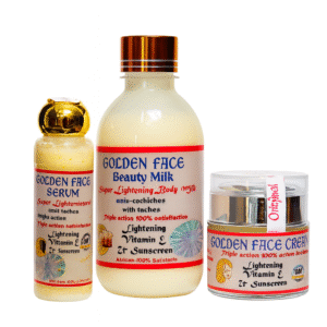 Golden Face Golden Face Lightening (Body Milk, Serum & Face Cream) 3pcs Set – Radiance & Skin Brightening Ki