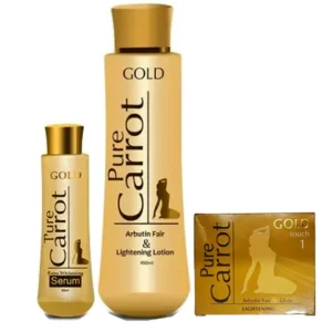 Pure Carrot Gold Lightening 3pc Set — Lotion, Serum & Soap Bundle for Even Tone