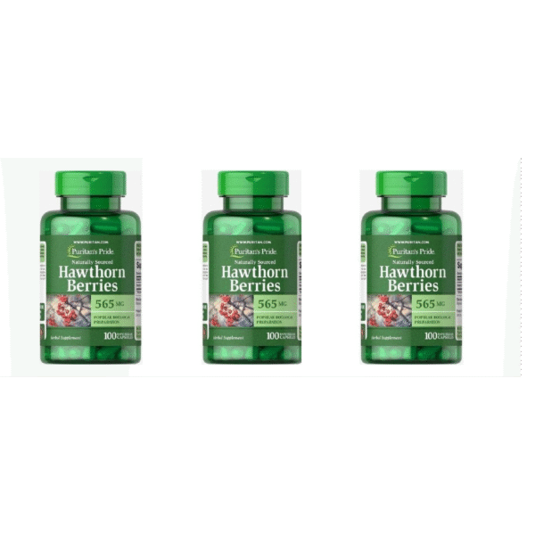Puritan’s Pride Hawthorn Berries 565mg 100 Capsules 3PCS — Triple Pack Heart Support