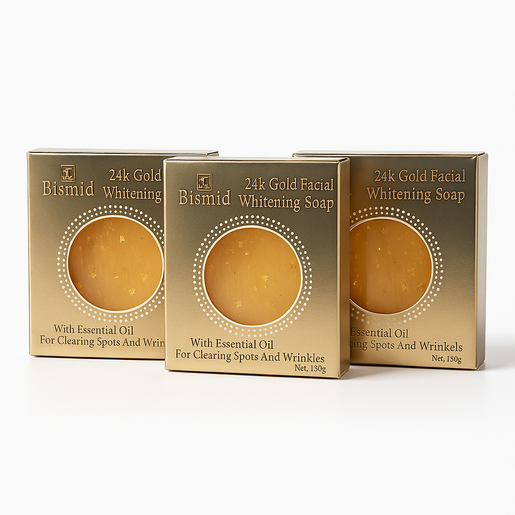 Bismid Skincare Official Collection Bismid 24k Gold Whitening Facial Soap (3PCS) – Brightening & Anti-Aging Gold