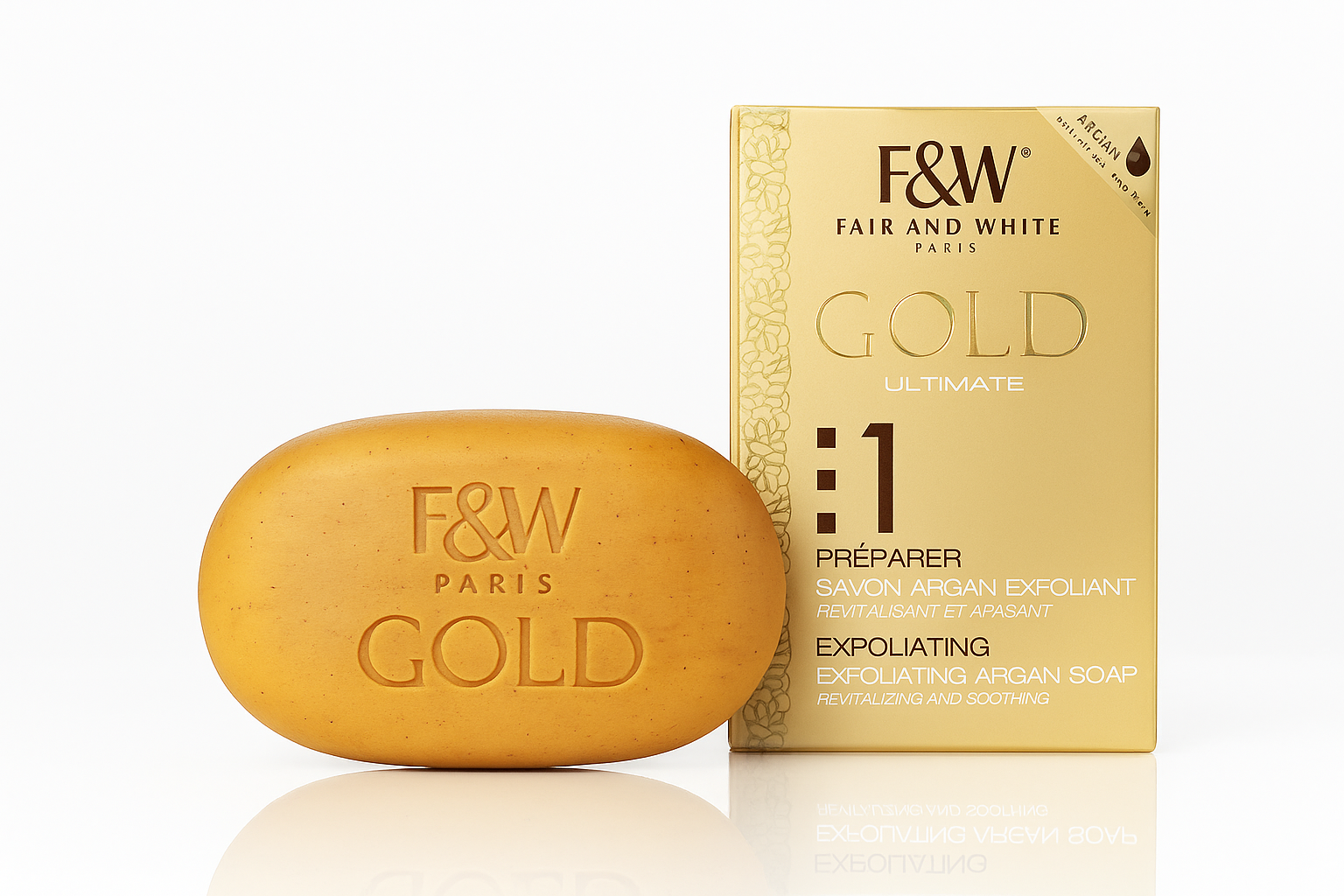 Fair & White Skincare Collection Fair & White Exfoliating Argan Soap | Gold – Apricot Kernel & Argan Oil